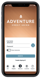Adventure Mobile app on phone