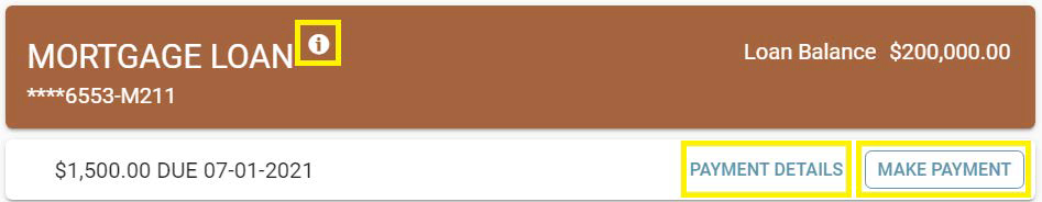 Mortgage loan balance screenshot