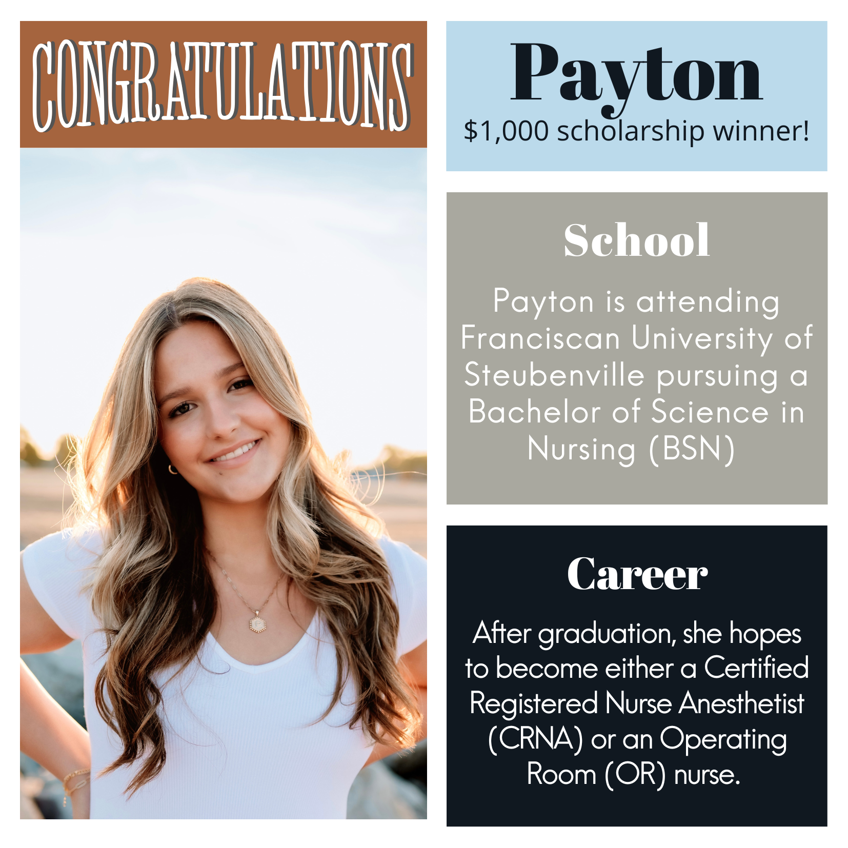 Scholarship winner - Payton