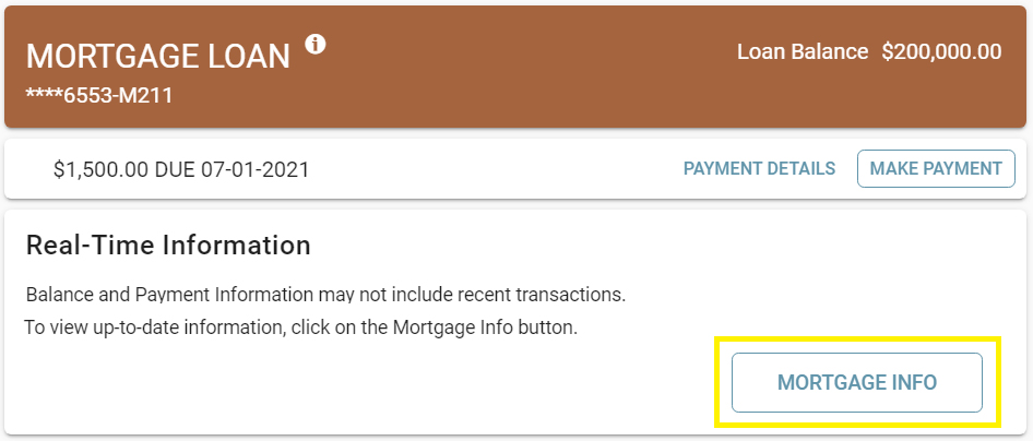 Mortgage loan information screenshot.